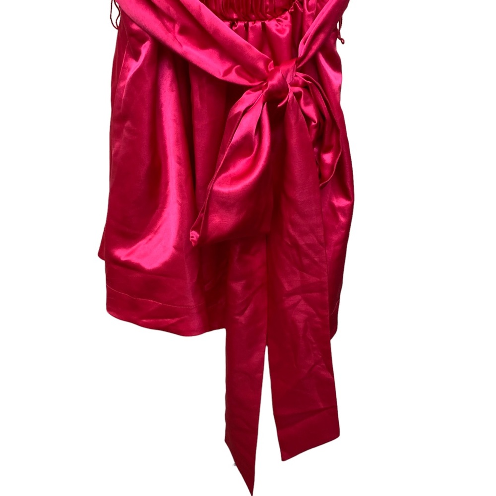 Anthropologie Maeve Hot Pink Satin Mini Dress With Bow NWT - Picture 12 of 15